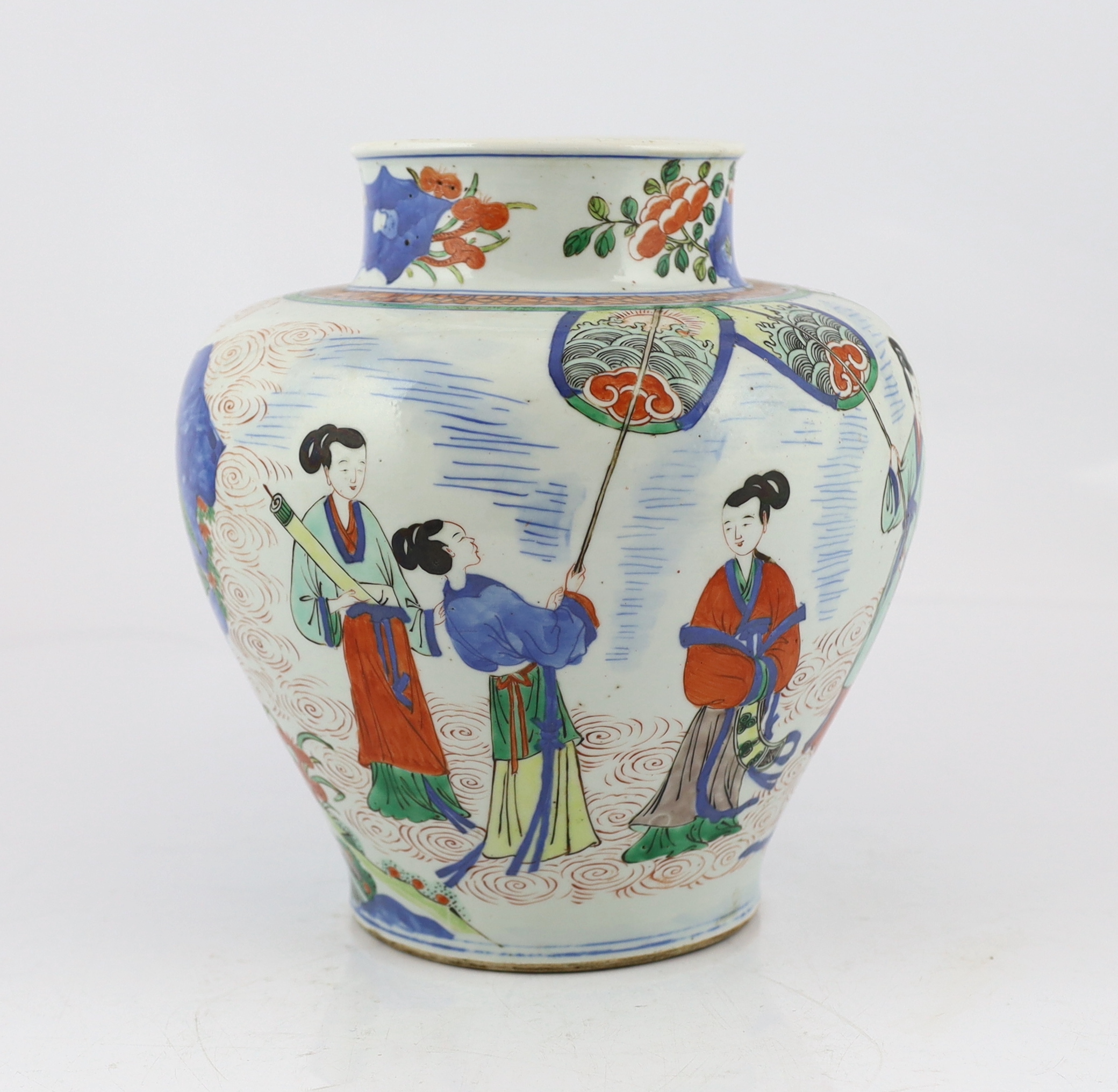 A Chinese wucai ‘ladies’ ovoid jar, 19th century